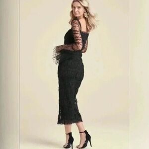 VENUS Black Long Sleeve Dress with Sheer Details